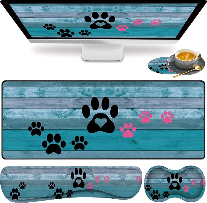Black and Pink Dog Paw Prints