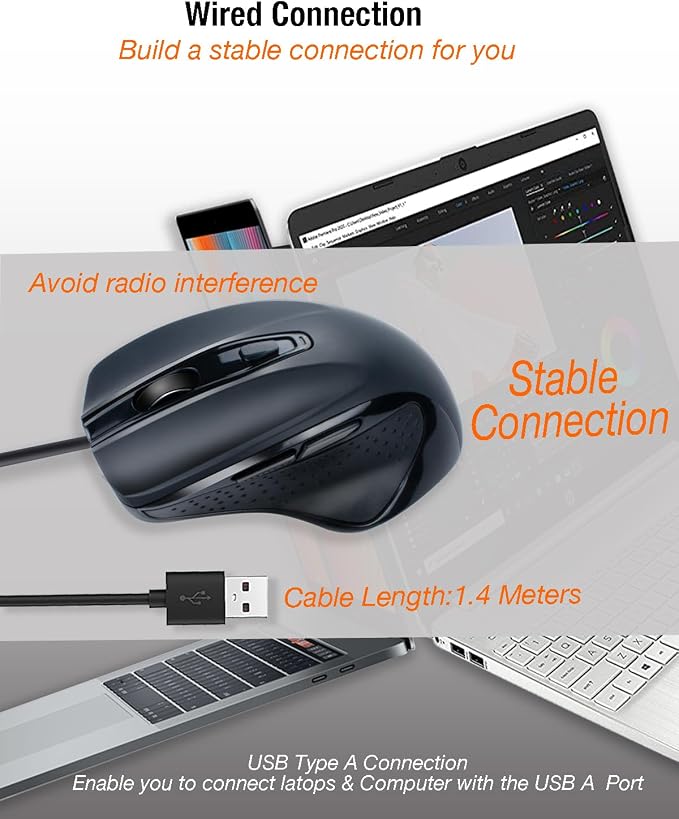 USB Type A Wired Mouse-Black