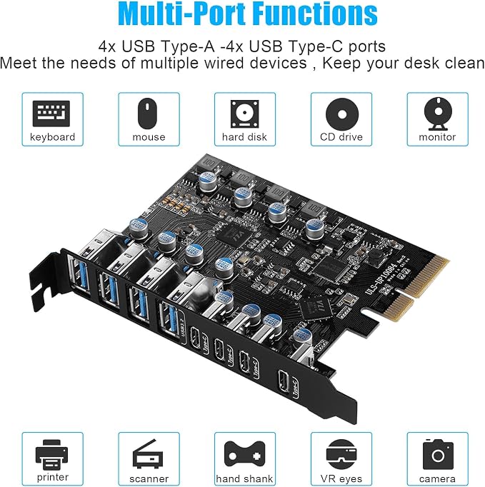 4 x USB A - 4 x USB C