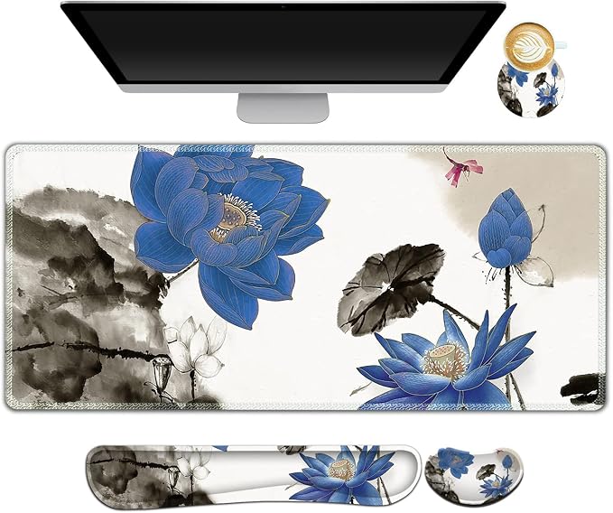 Blue Lotus Ink Painting