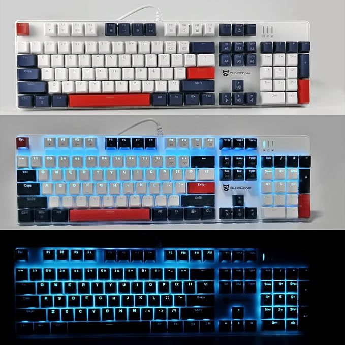 Blue Switch Blue & White & Red Combo Color