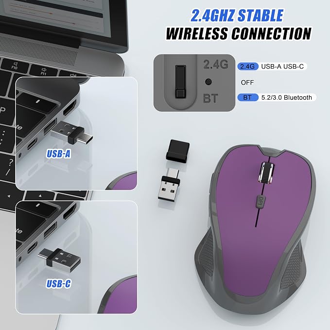 Bluetooth Wireless Mouse (Purple)