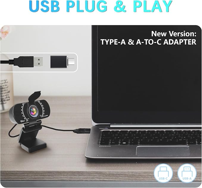 1080P Webcam USB A to C