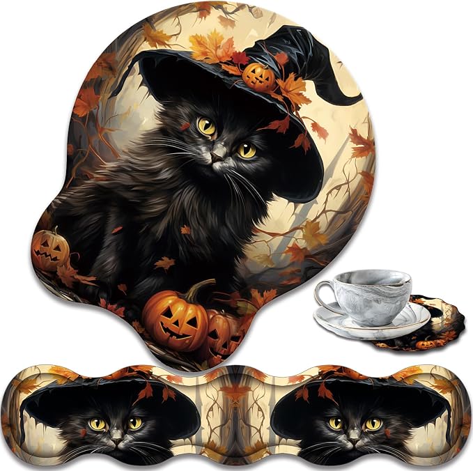 Black Cat With Witchs Hat