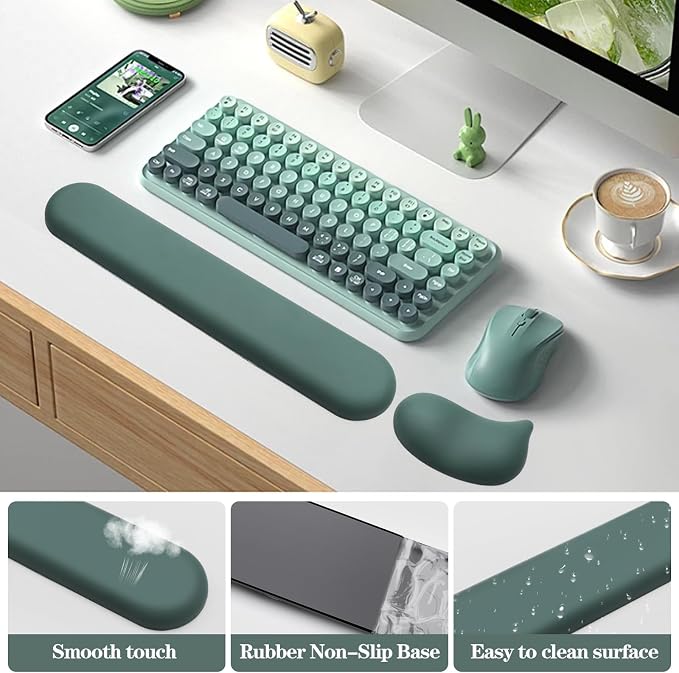 Set of 2 (Keyboard Rest + Mouse Rest) Green