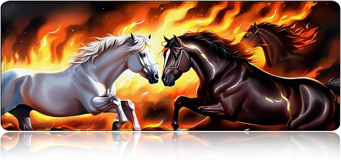 White Black Horses Red Pattern