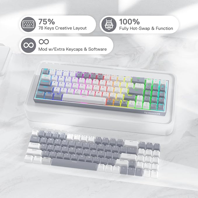White & Grey 75% Wired