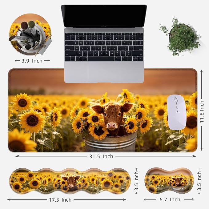 Cow with Sunflowers