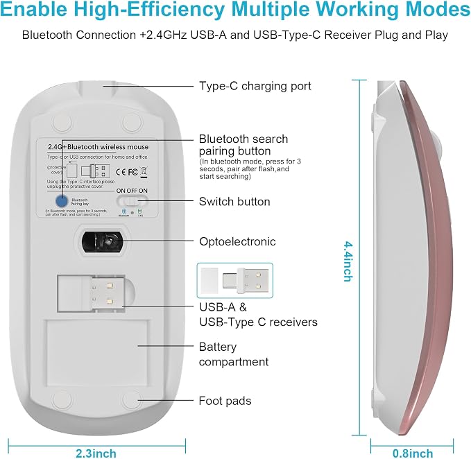 4.Bluetooth Wireless Mouse (Silver)