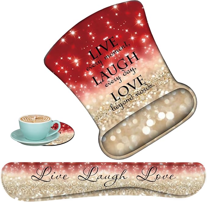 Red Glitter Quote ?Live Laugh Love