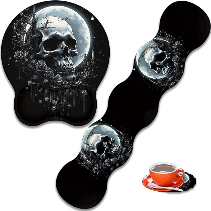 Skull Rose Under the Moon