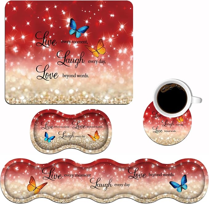 Red Glitter Quote Live Laugh Love