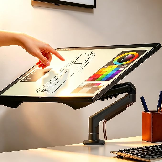 Touch screen with ergonomic bracket arm
