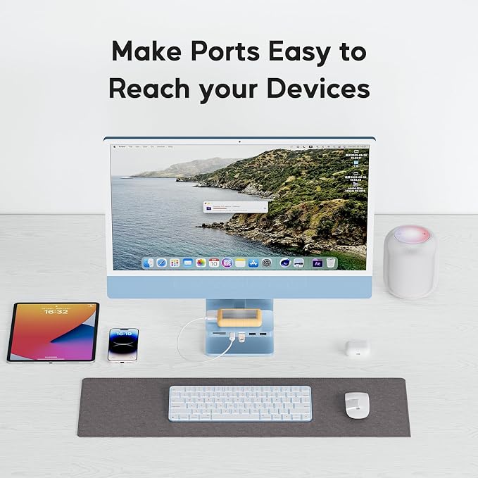 6-in-1 Blue USB C Hub for iMac