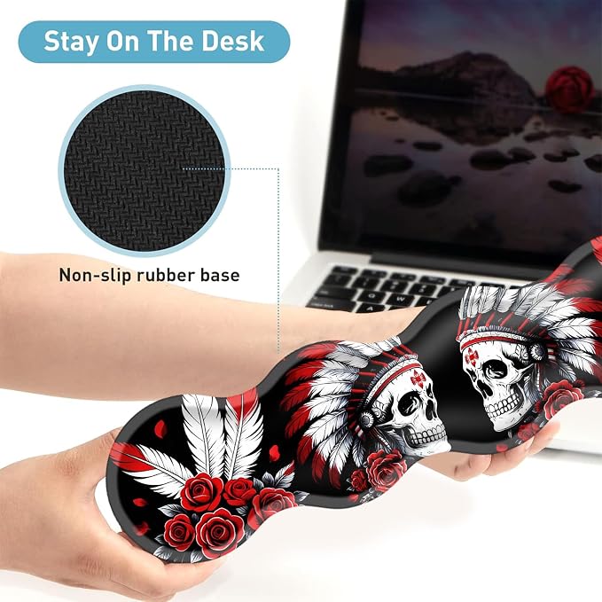 Skull Art with Feathers and Roses