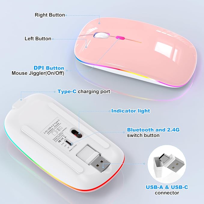 LED Wireless Mouse (Pink)