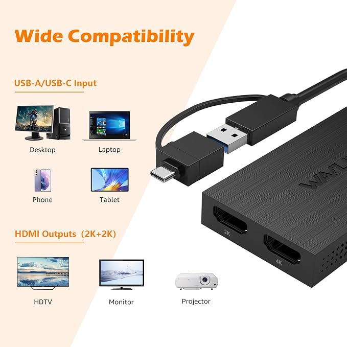 USB to 2 HDMI