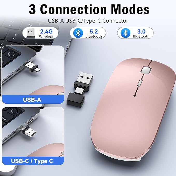 Wireless Bluetooth Mouse (Rose Pink)