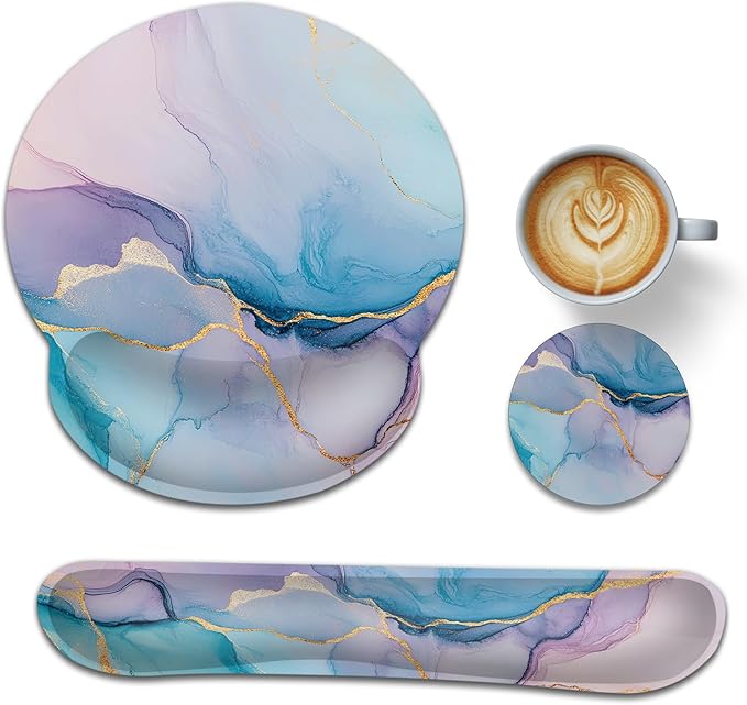 Pink Marble Blue Gold Flowing Marble