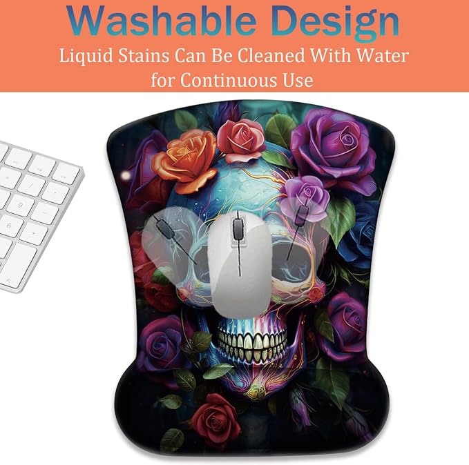 Colorful Rose Flower Skull