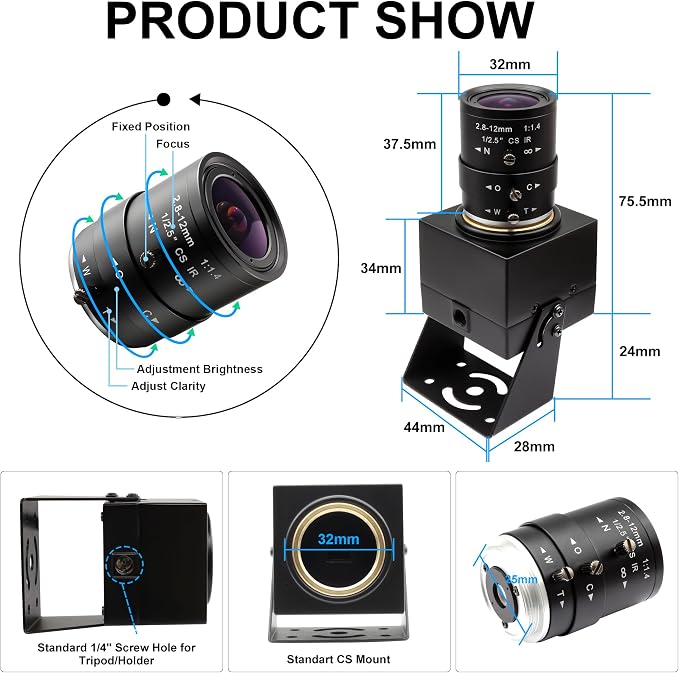 4K USB Camera 2.8-12mm Varifocal Lens