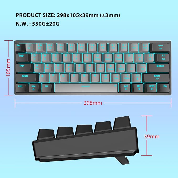 Black Grey(Ice Blue Light)/Red Switch