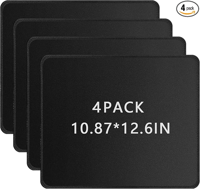 4 Pcs/12.6x10.8in/Black mouse pad