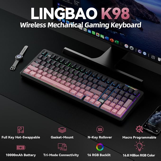 K98 | 10000mAh | Gradient Black Pink