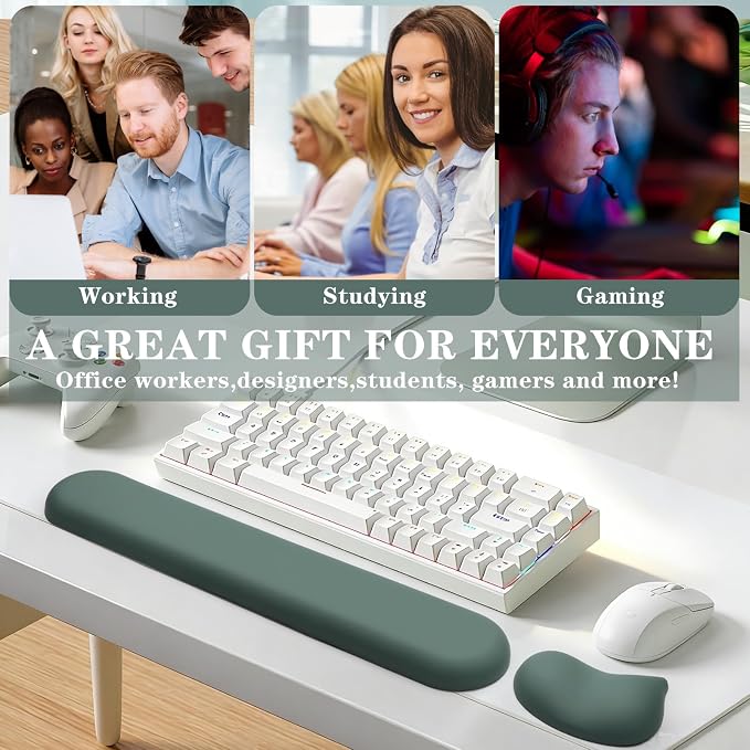 Set of 2 (Keyboard Rest + Mouse Rest) Green