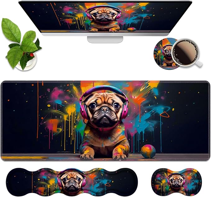 Cute Pug With Headphones