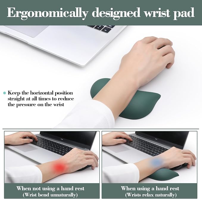 Set of 2 (Keyboard Rest + Mouse Rest) Green