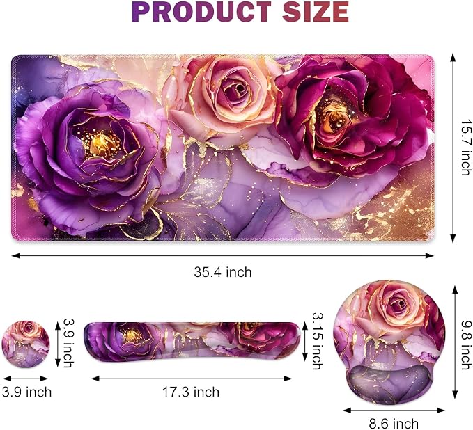 Marble Rose Purple Flowers