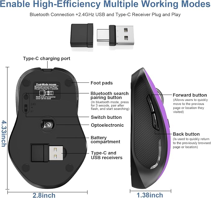 4.Bluetooth Wireless Mouse (Gray)