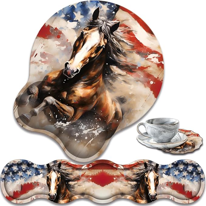 American Flag and Horse