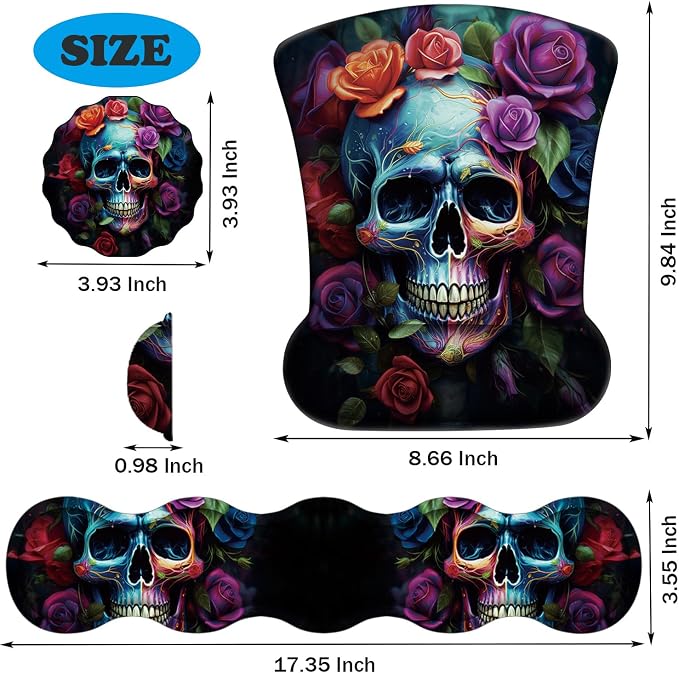 Colorful Rose Flower Skull