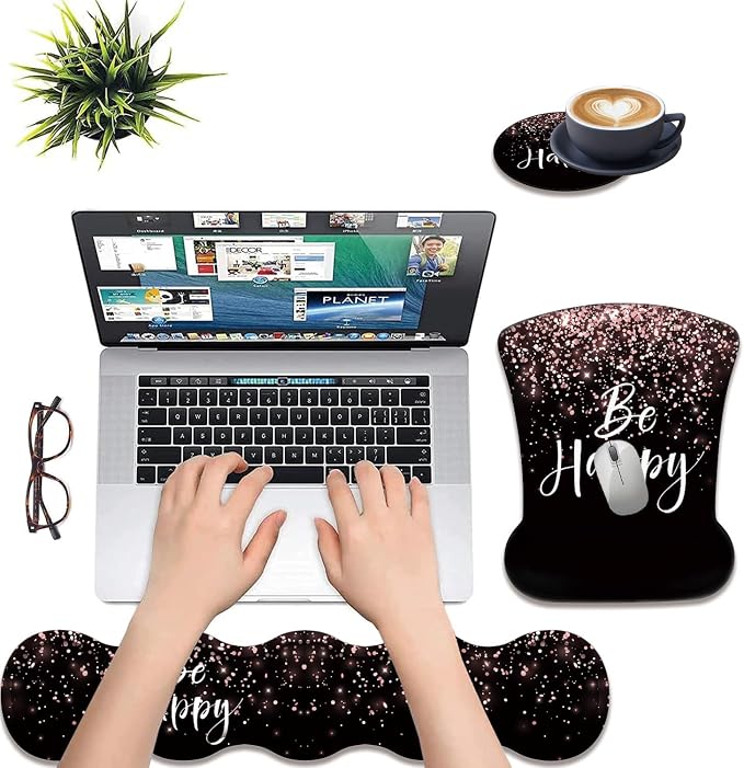 Rose Gold Glitter Black Be Happy