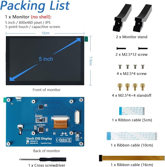 5 inch IPS touchscreen
