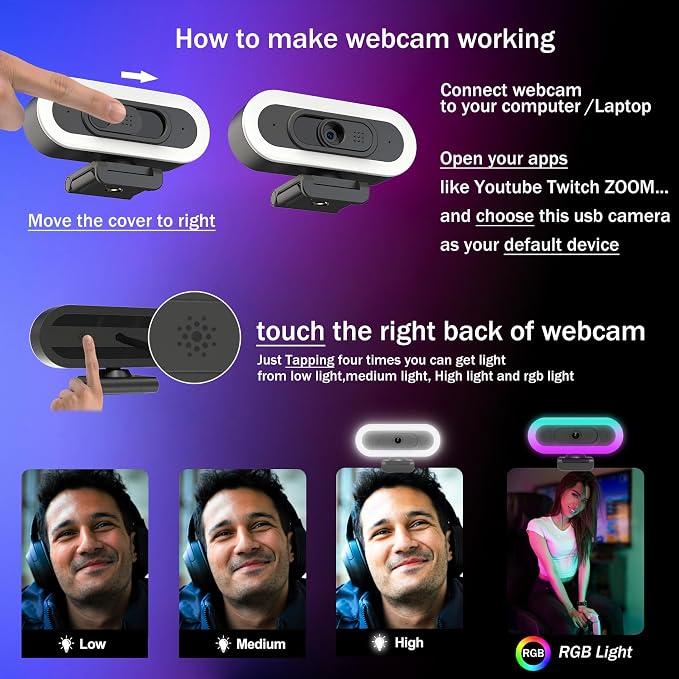 2k webcam with light