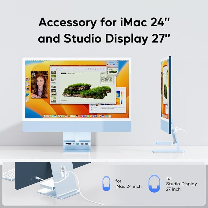 6-in-1 Blue USB C Hub for iMac