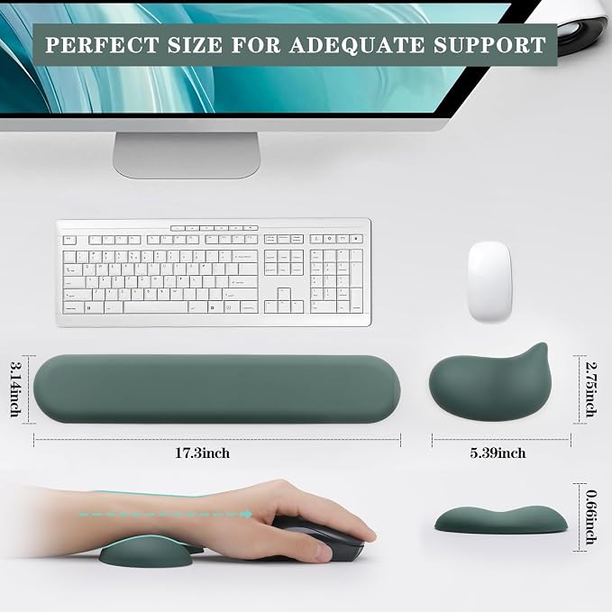 Set of 2 (Keyboard Rest + Mouse Rest) Green
