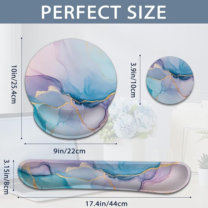 Pink Marble Blue Gold Flowing Marble