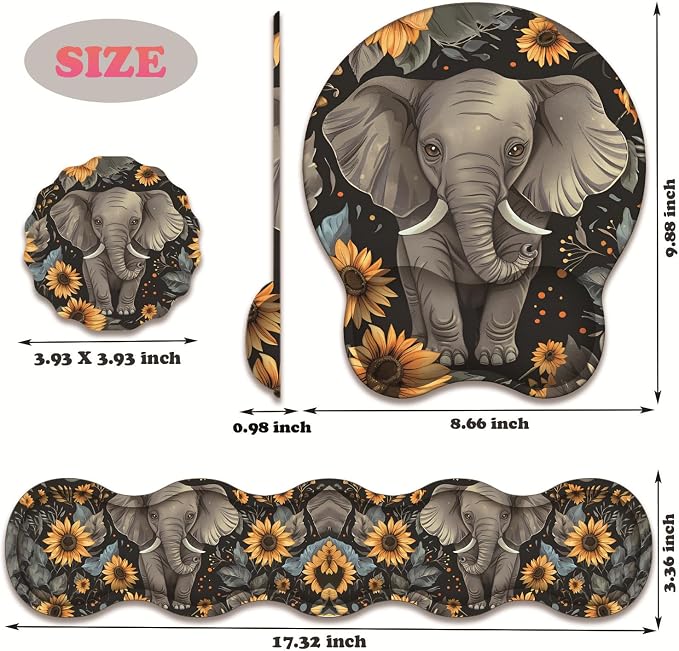 Baby Elephant and Sunflower