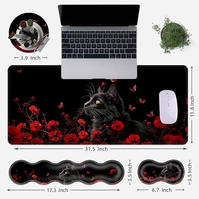Black Cat Flowers and Butterflies