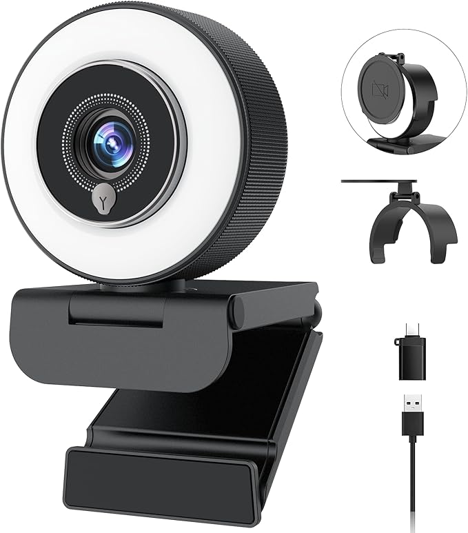 PDAF 4K Webcam with Ring Light