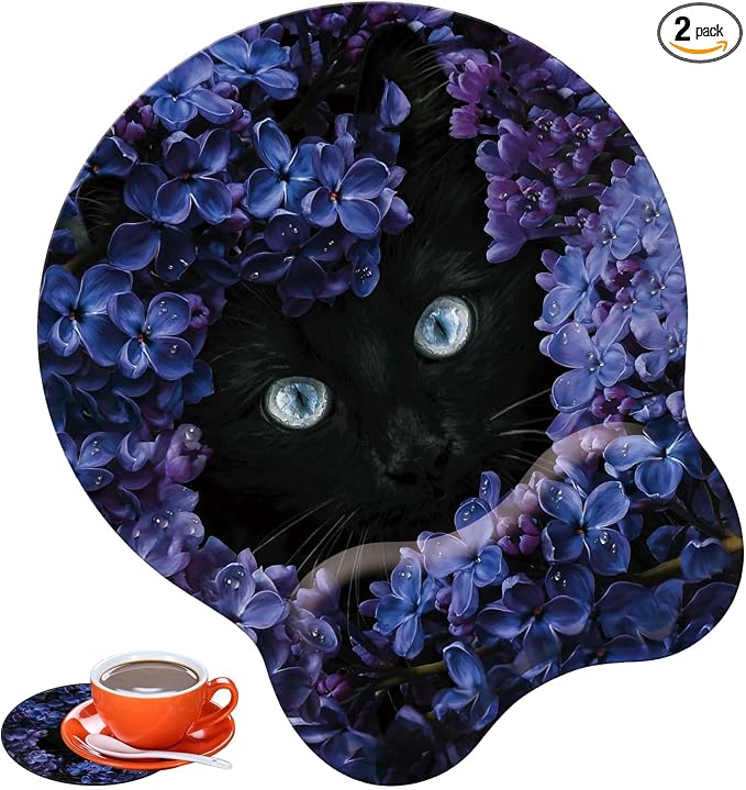 Flower and Black Cat