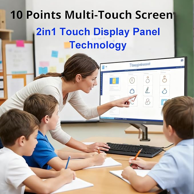 Touch screen with ergonomic bracket arm