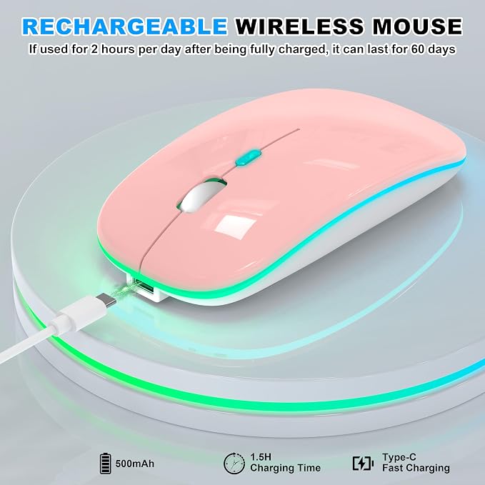 LED Wireless Mouse (Pink)