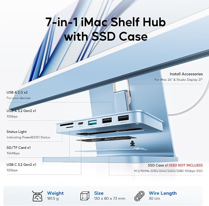 Blue- USB C Hub for iMac