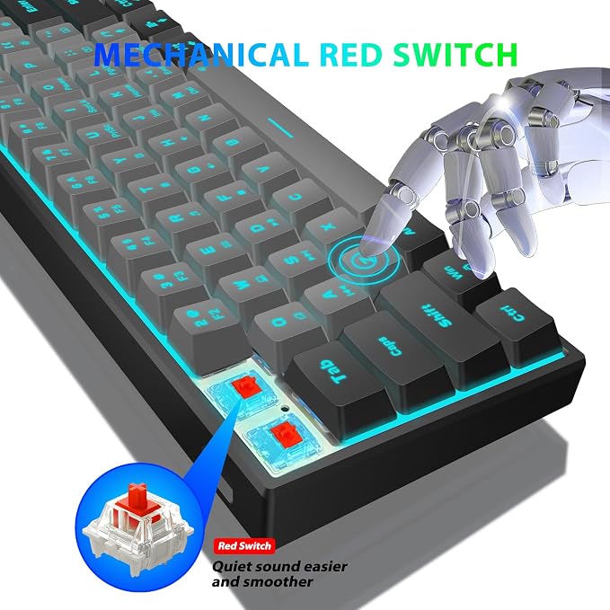 Black Grey(Ice Blue Light)/Red Switch