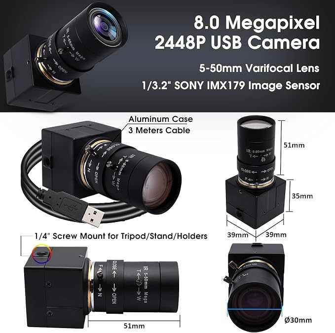 8MP 5-50mm Varifocal Lens